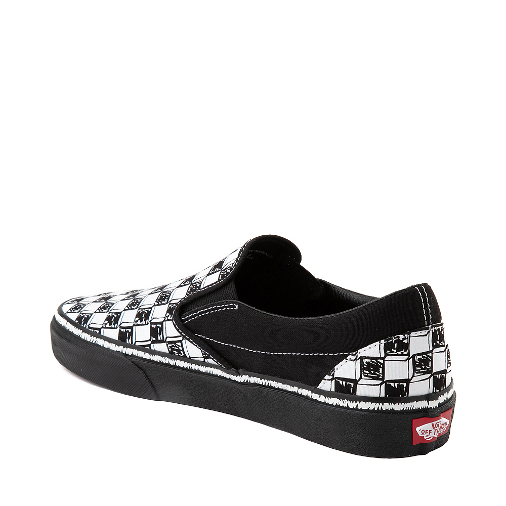 black and white checkered slip on vans