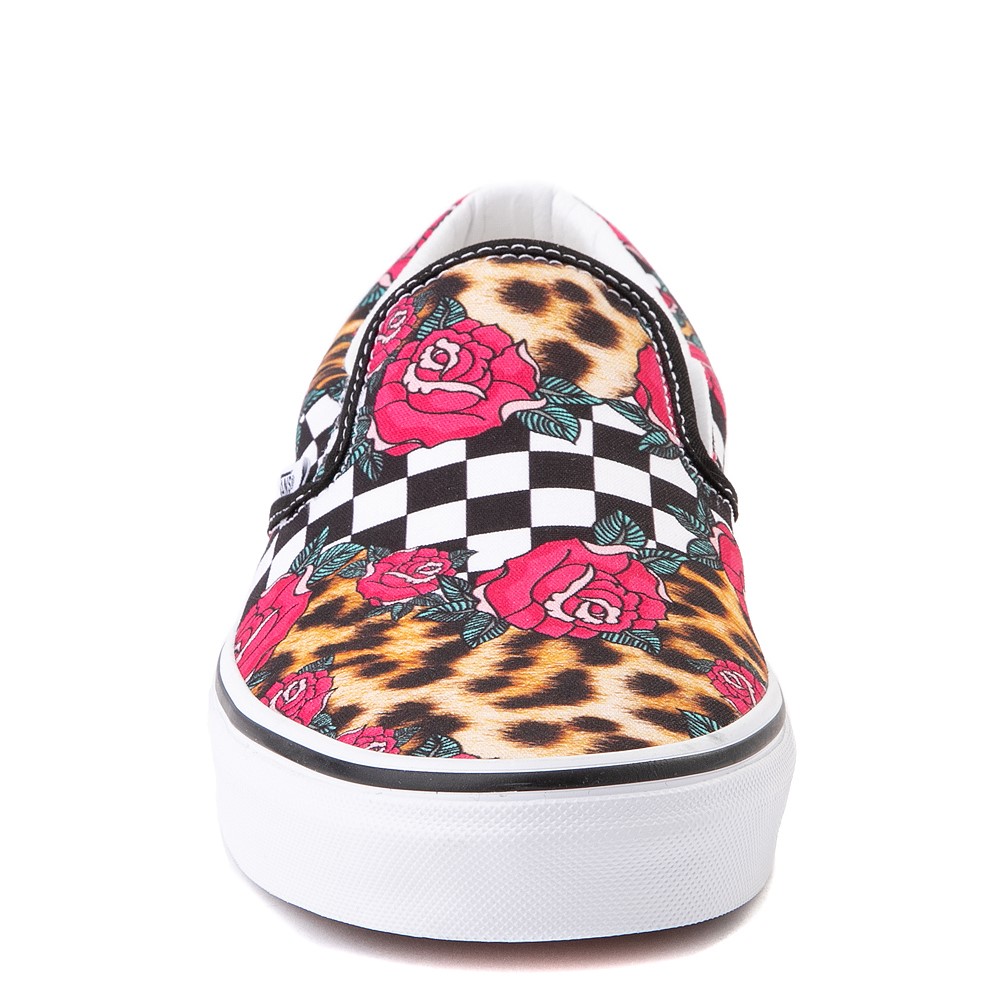 Vans Slip On Checkerboard Skate Shoe - Rose / Leopard | Journeys