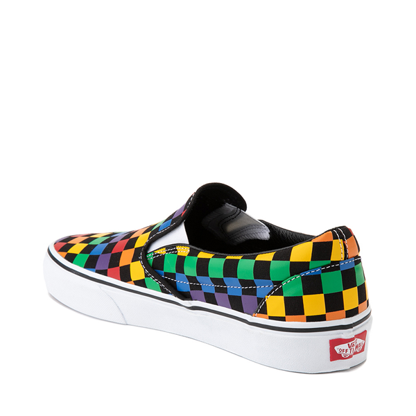 alternate view Vans Slip-On Rainbow Checkerboard Skate Shoe - Black / MulticolorALT1