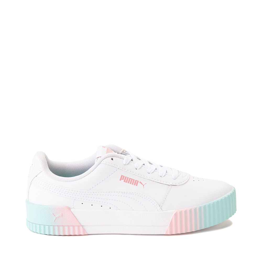 PUMA Carina Athletic Shoe - Big Kid - White / Pink / Turquoise