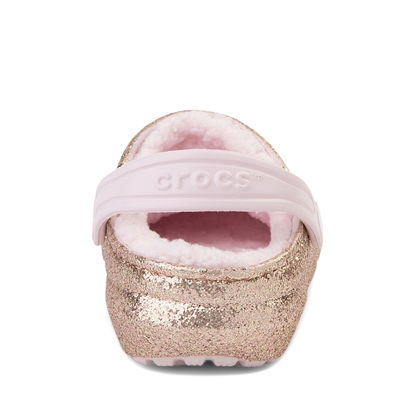 alternate view Crocs Classic Fuzz-Lined Glitter Clog - Baby / Toddler - Gold / Barely PinkALT4