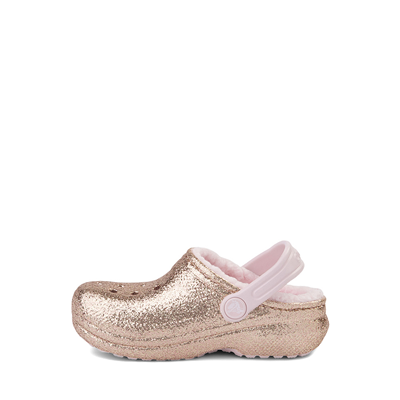 Alternate view of Crocs Classic Fuzz-Lined Glitter Clog - Baby / Toddler - Gold / Barely Pink