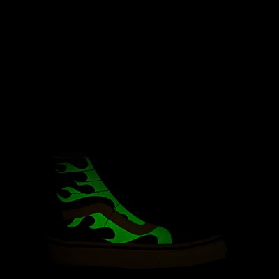 neon green flame vans