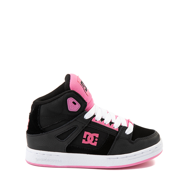 DC Pure Hi Skate Shoe - Little Kid / Big Kid - Black / Pink