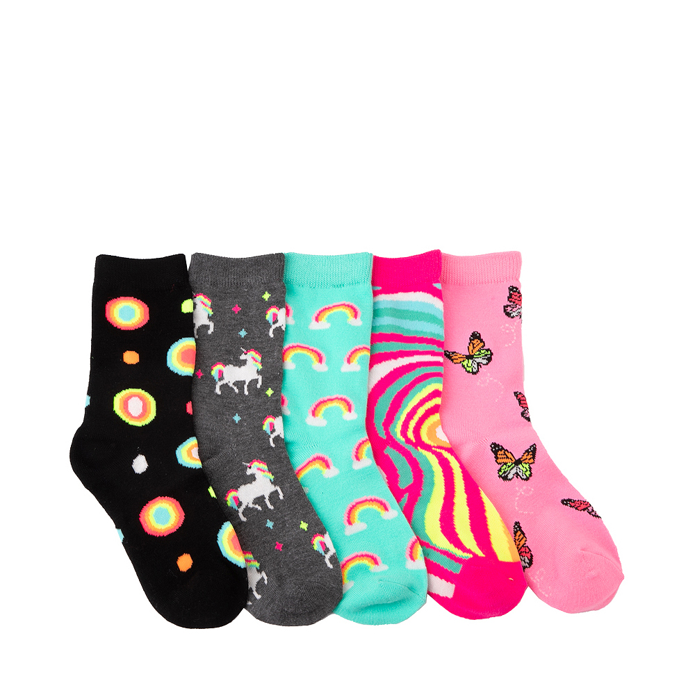 Unicorn Rainbow Glow Crew Socks 5 Pack - Toddler - Multicolor