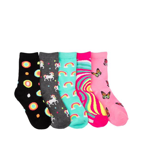 Unicorn Rainbow Glow Crew Socks 5 Pack - Little Kid - Multicolor