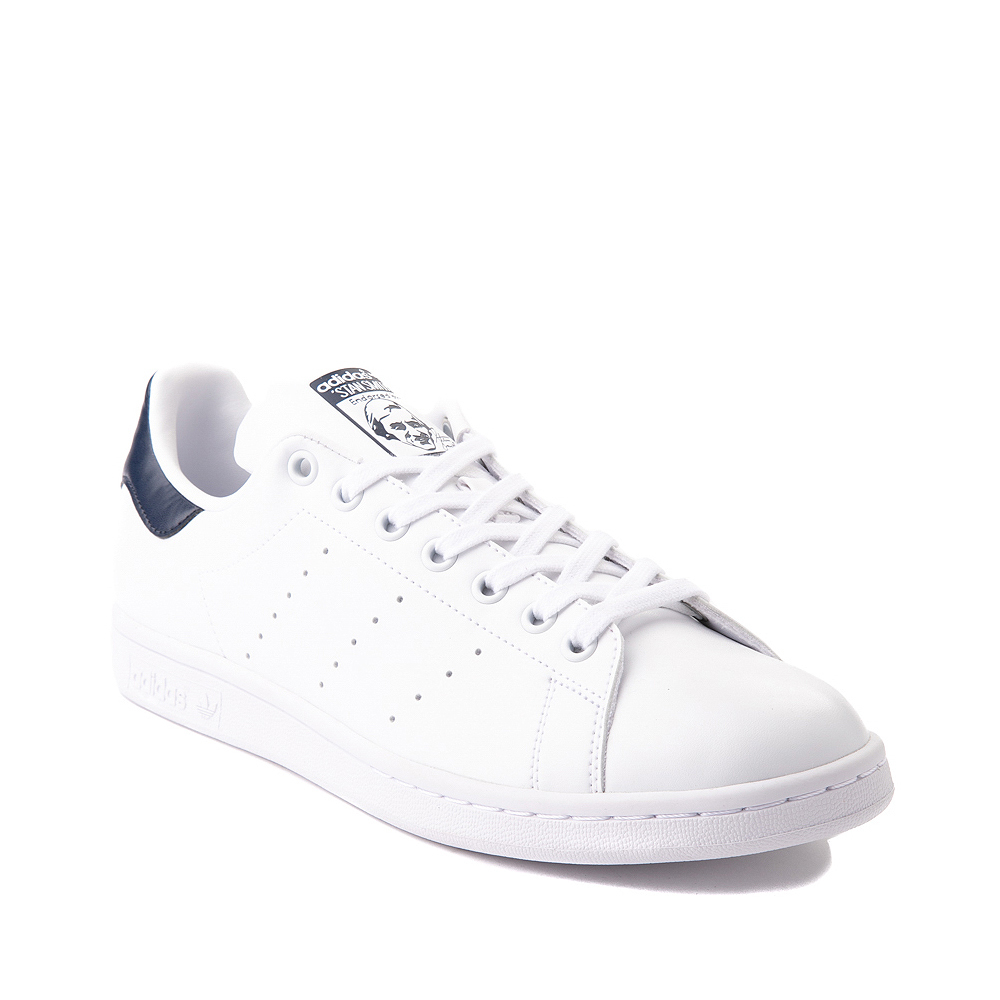 Womens adidas Stan Smith Athletic Shoe - White / Navy | Journeys