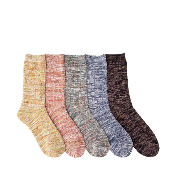 Womens Marled Slub Crew Socks 5 Pack - Multicolor