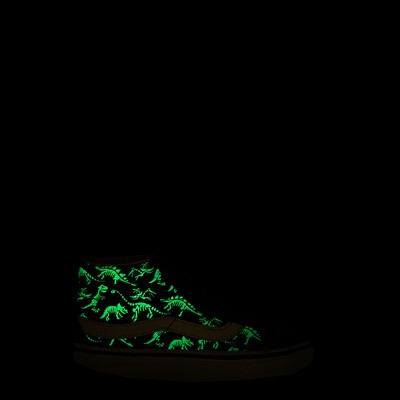 Alternate view of Vans Sk8 Mid Reissue V Dino Glow Skeleton Skate Shoe - Little Kid - Black