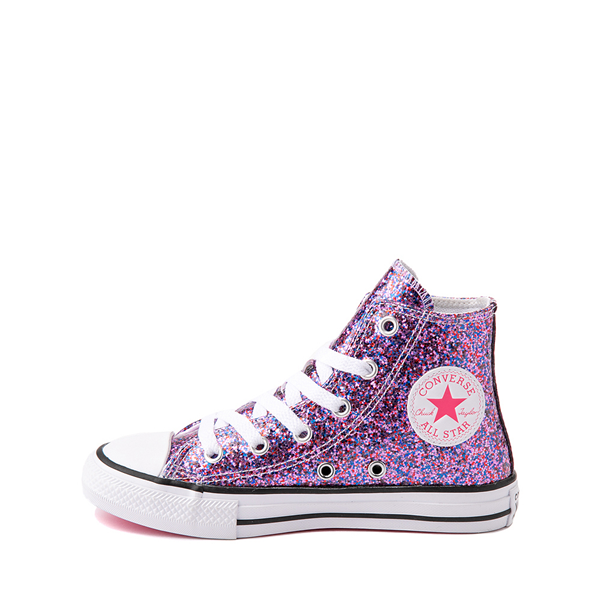 alternate view Converse Chuck Taylor All Star Hi Glitter Sneaker - Little Kid / Big Kid - Bold PinkALT1