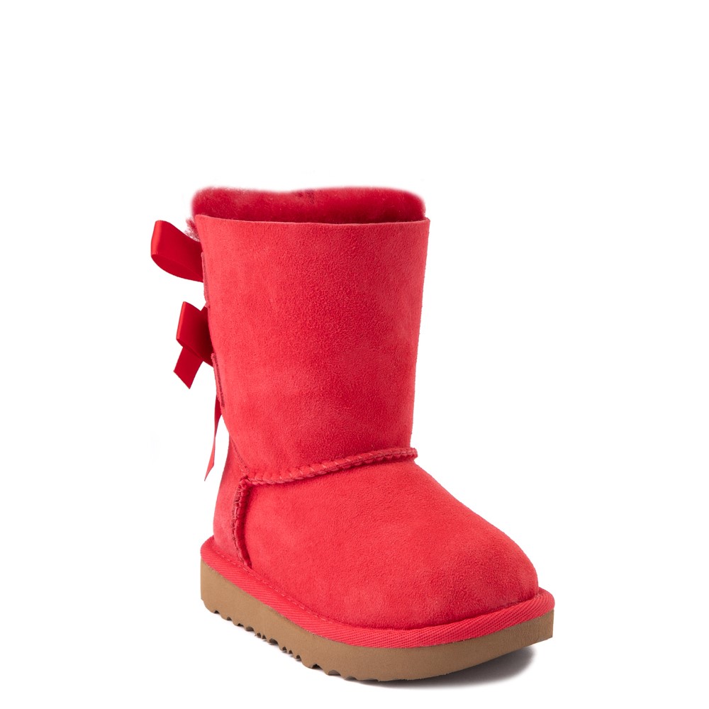 red uggs with ribbon on back