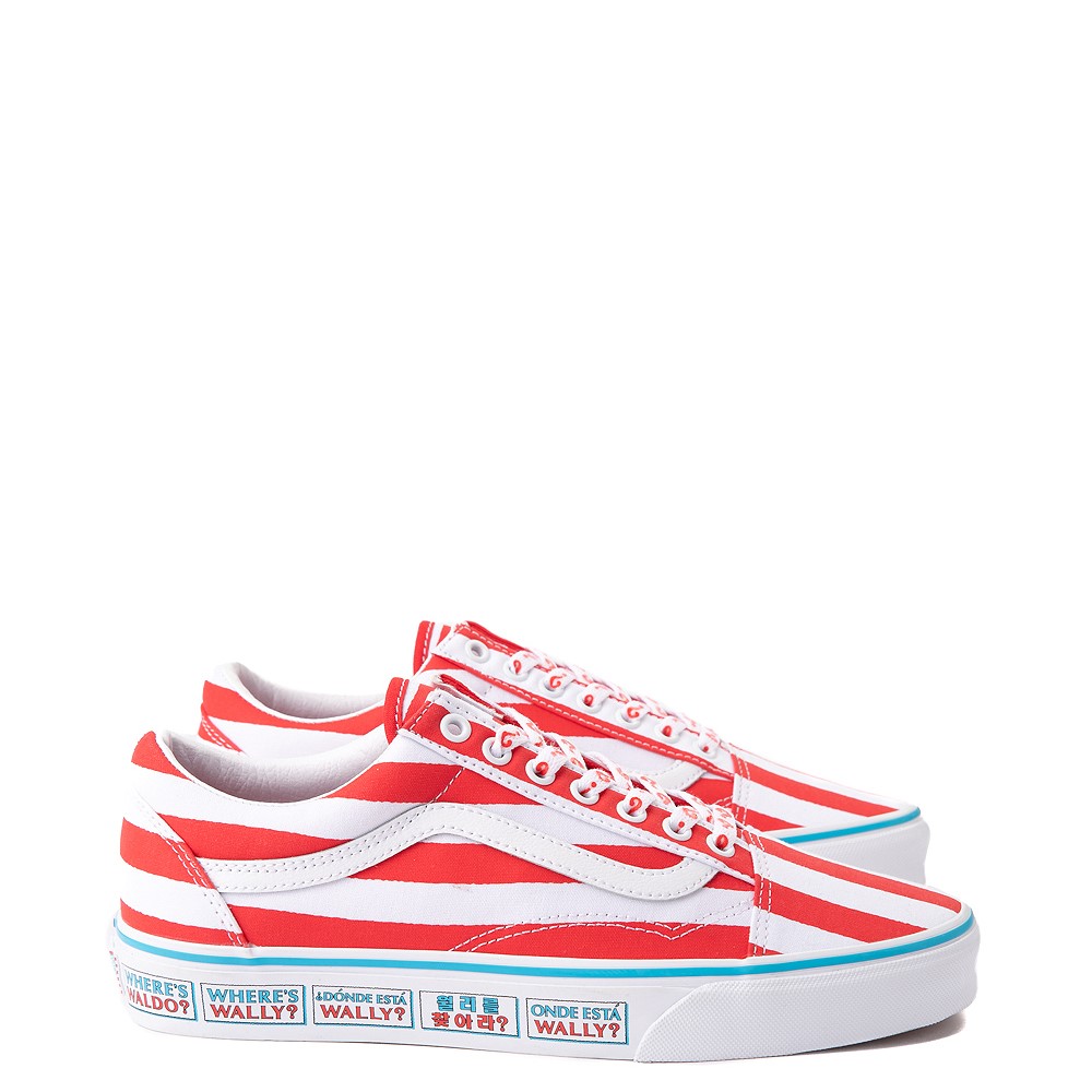 Vans x Where's Waldo Old Skool International Stripes Skate Shoe - White / Red