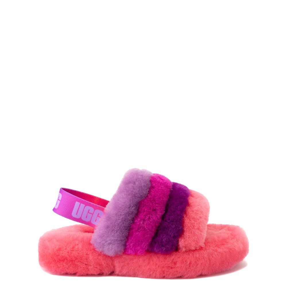 UGG® Fluff Yeah Slide Sandal - Little Kid / Big Kid - Pink / Purple Rainbow
