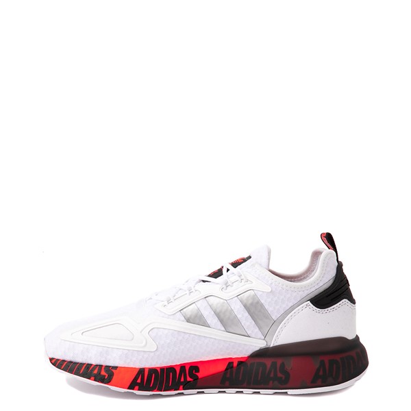 Mens adidas ZX 2K Boost Athletic Shoe - White / Solar Red | Journeys