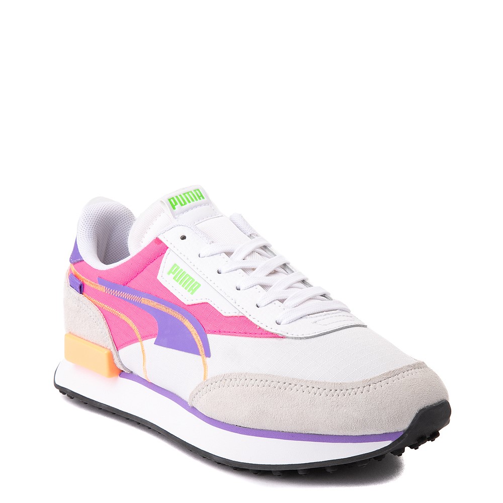 Womens Puma Future Rider Twofold Athletic Shoe - White / Purple / Pink ...