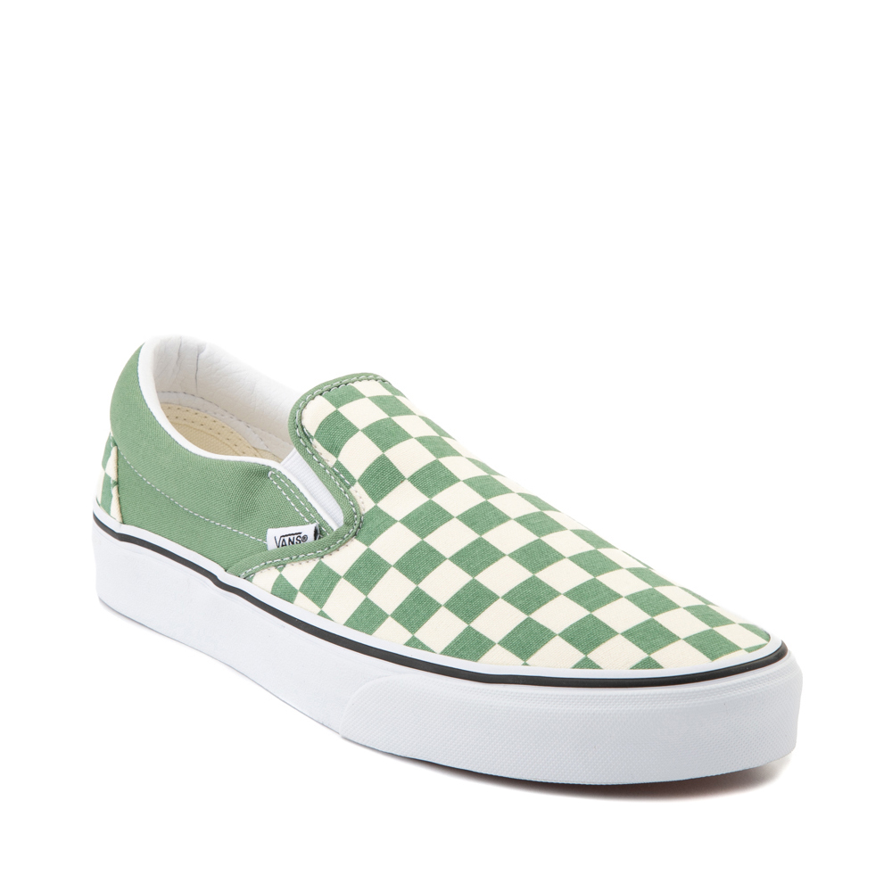 vans slip on checkerboard green