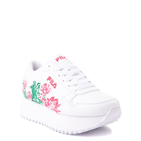 white filas with flowers