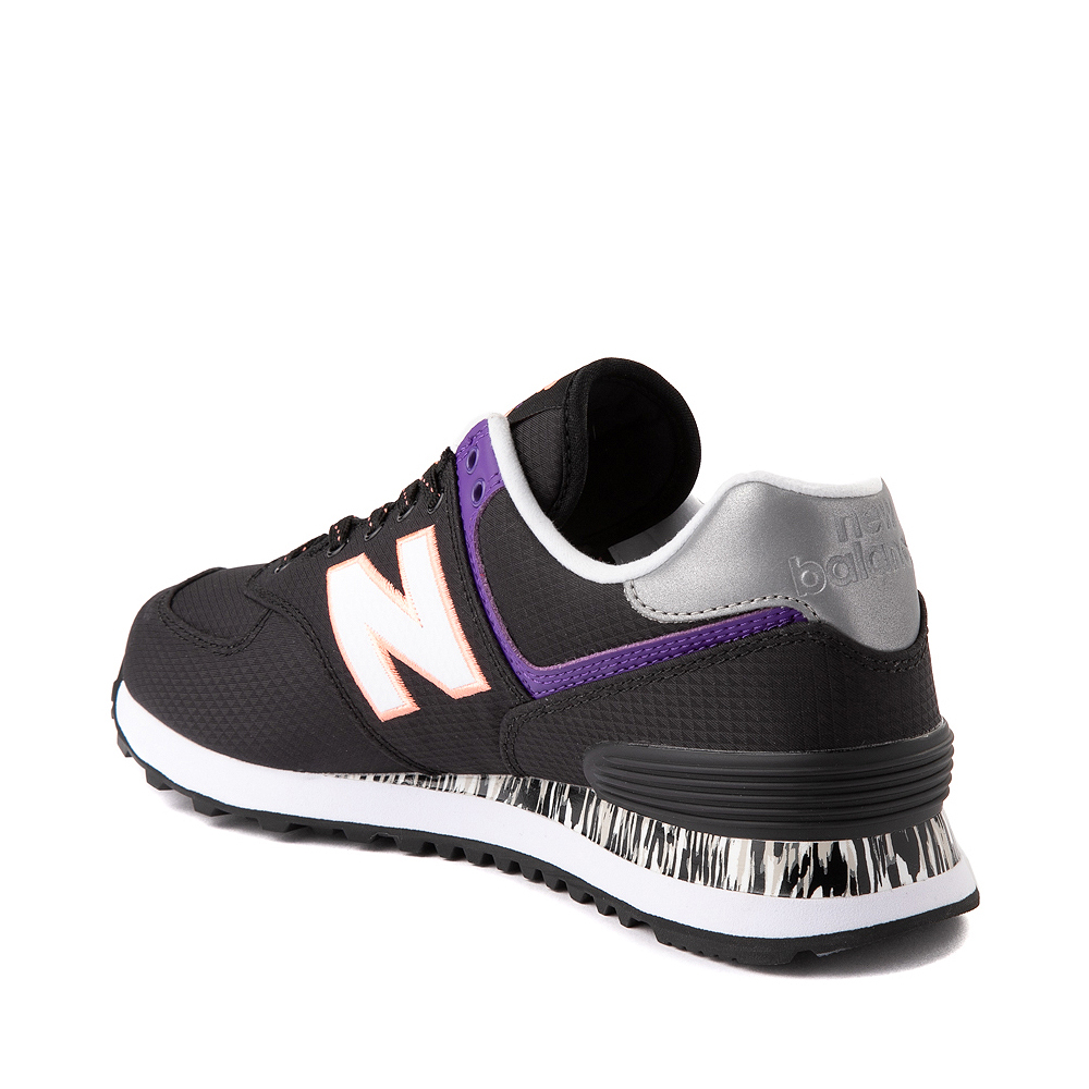 Womens New Balance 574 Athletic Shoe - Black / Green / Purple