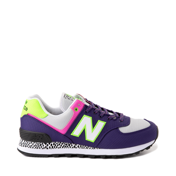 Main view of Womens New Balance 574 Athletic Shoe - Purple / Neon Multicolor