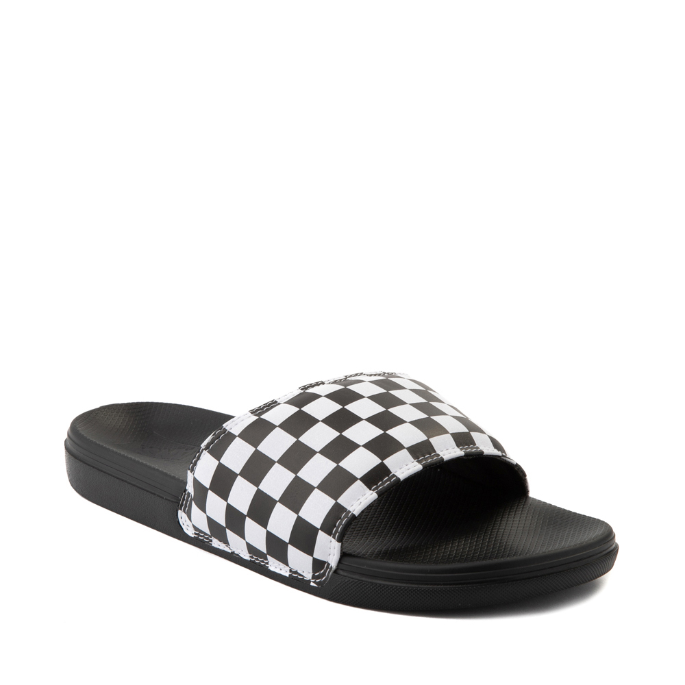 black and white vans sandals