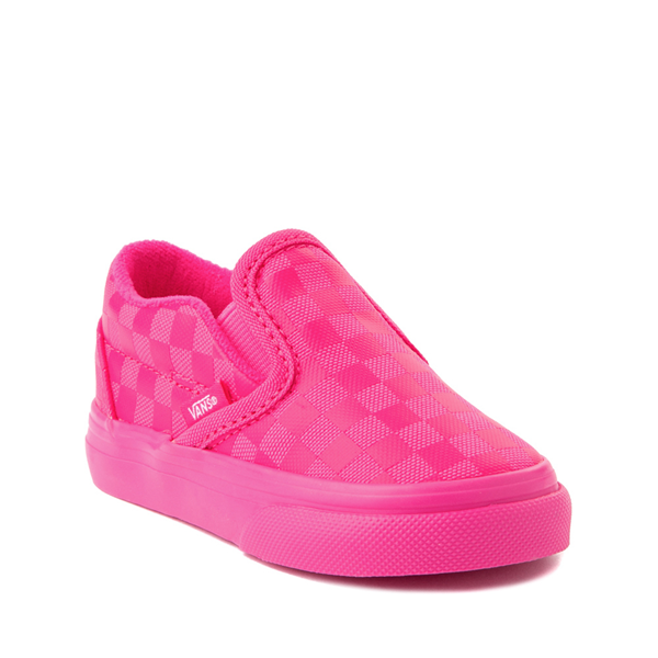 alternate view Vans Slip On Tonal Checkerboard Skate Shoe - Baby / Toddler - Pink GlowALT5