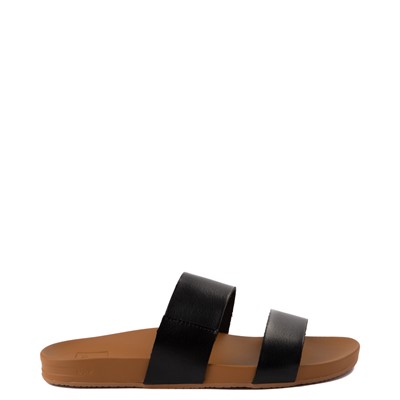 Main view of Womens Reef Cushion Vista Slide Sandal - Black / Natural
