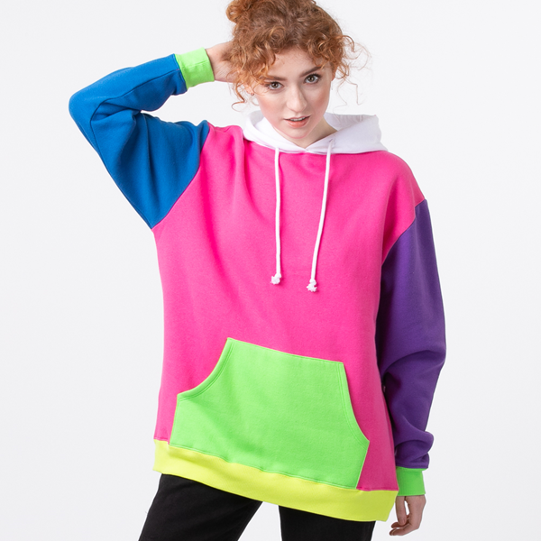 Main view of Womens Neon Color-Block Hoodie - Multicolor