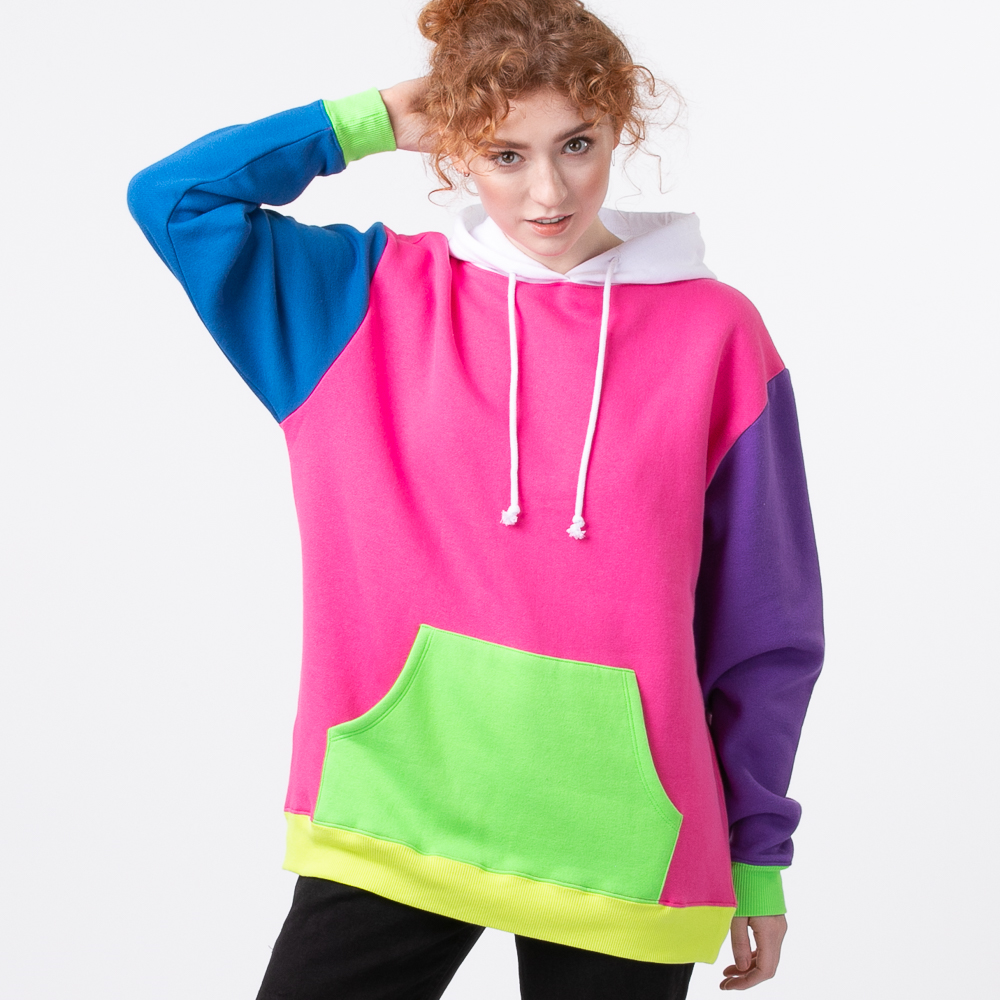 Womens Neon Color-Block Hoodie - Multicolor