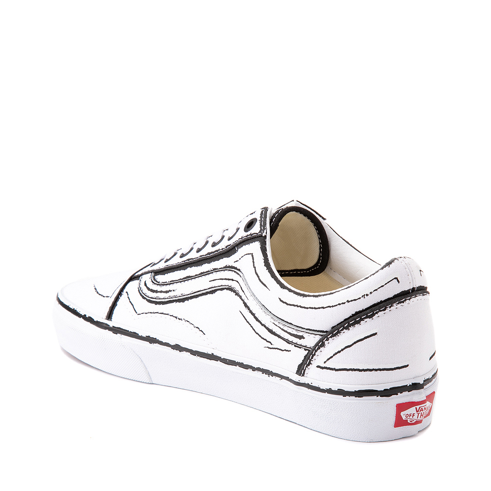 vans old skool checkerboard flame navy & white skate shoes