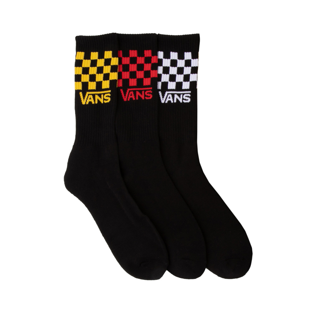 Mens Vans Checkered Crew Socks 3 Pack - Black / Multicolor