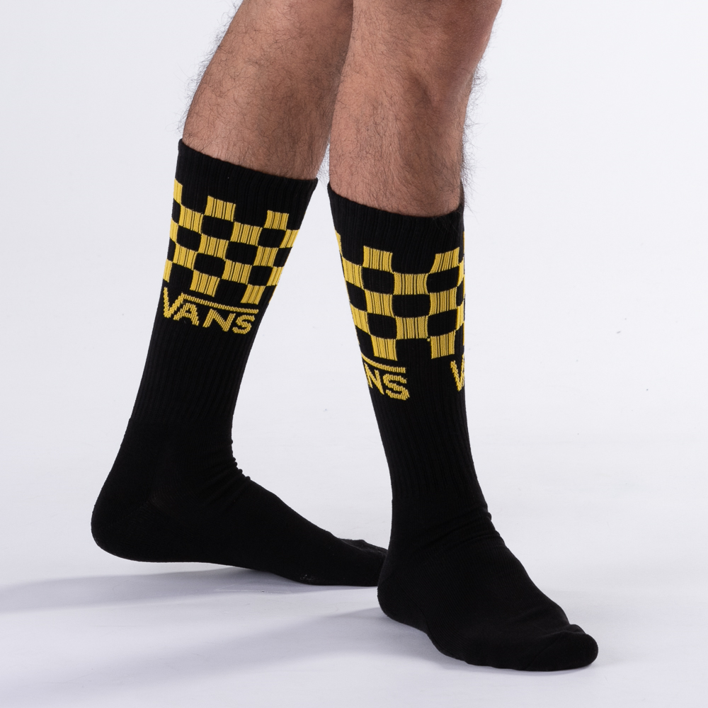 Mens Vans Checkered Crew Socks 3 Pack - Black / Multicolor