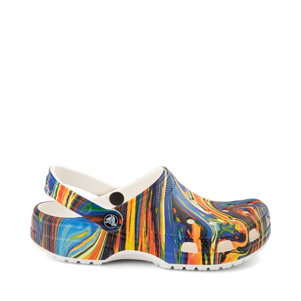 Main view of Crocs Classic Clog - White / Cobalt / Marbled Multicolor