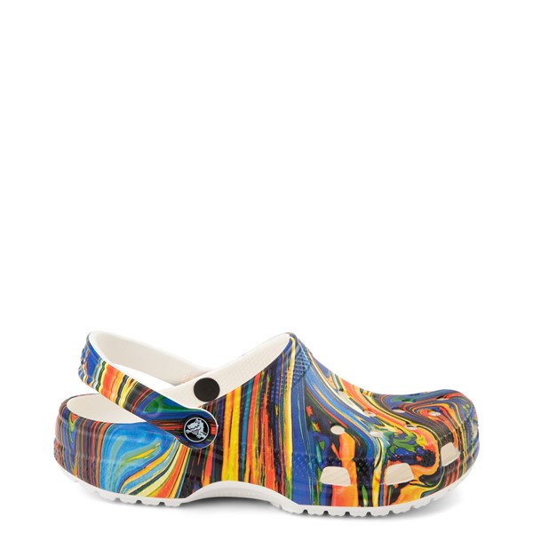Main view of Crocs Classic Clog - White / Cobalt / Marbled Multicolor