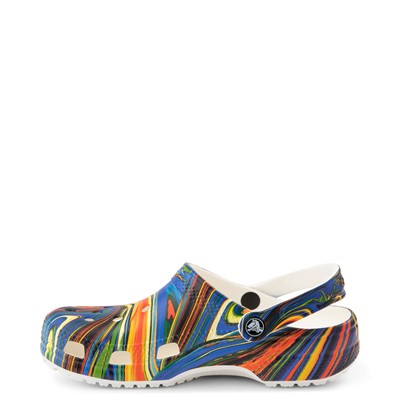 Alternate view of Crocs Classic Clog - White / Cobalt / Marbled Multicolor
