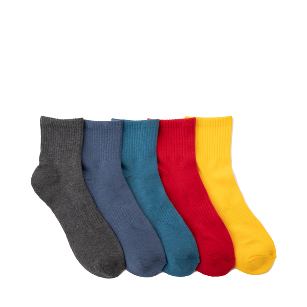 Main view of Mens Color Cushion Quarter Socks 5 Pack - Multicolor