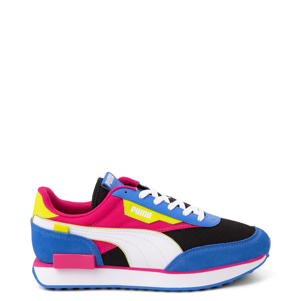 Womens PUMA Future Rider Play On Athletic Shoe - Black / Pink / Lime / Blue