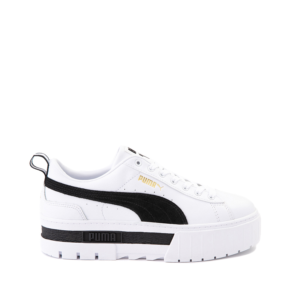 white platform pumas