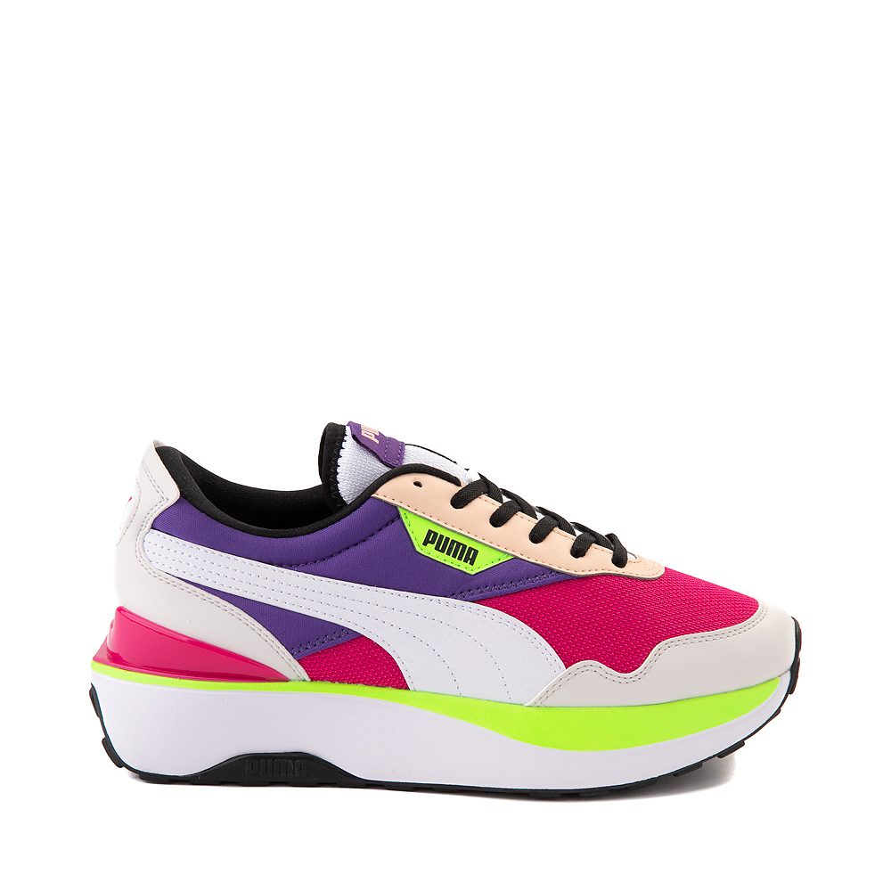 Womens PUMA Cruise Rider Platform Athletic Shoe - Gray / Pink / Purple / Lime