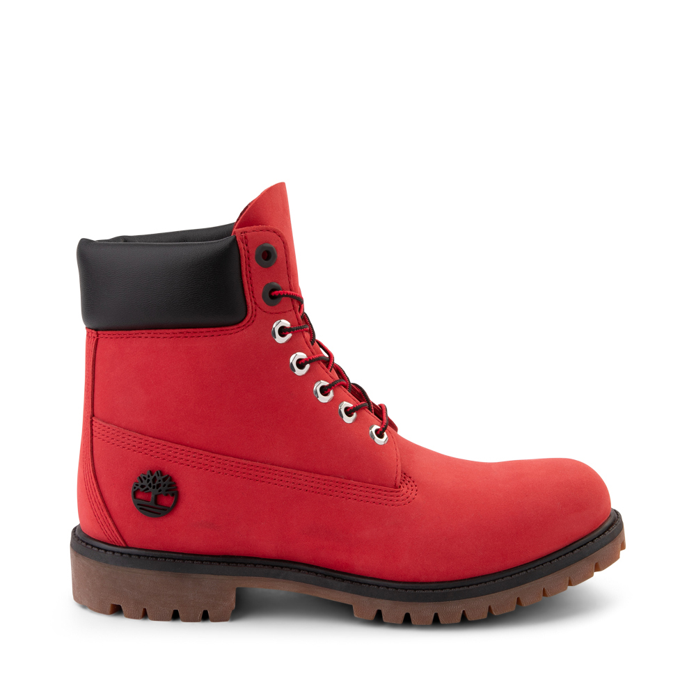 men's red and black timberland boots