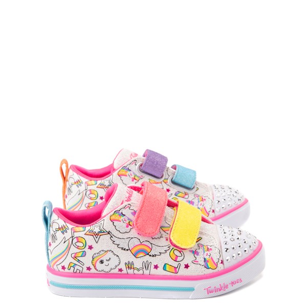 Main view of Skechers Twinkle Toes Sparkle Lite Believe In Rainbows Sneaker - Toddler - White / Multicolor