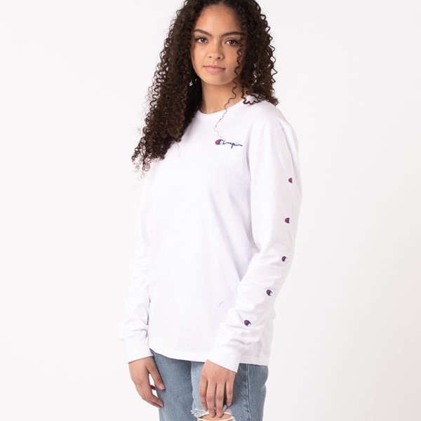 champion script sleeve boyfriend hoodie