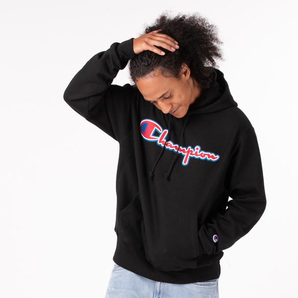 champion reverse weave hoodie black and white