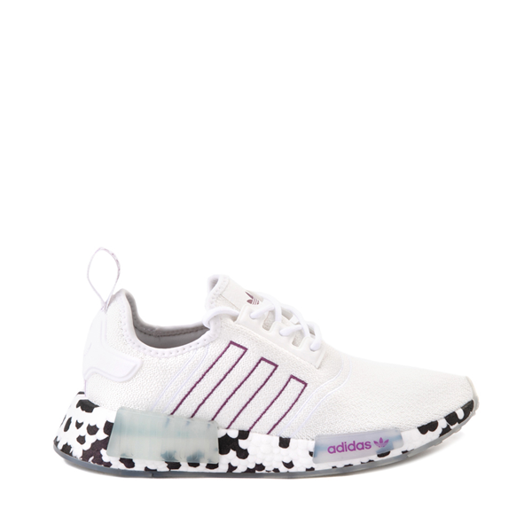 Main view of Womens adidas NMD R1 Speckle Athletic Shoe - White / Active Purple