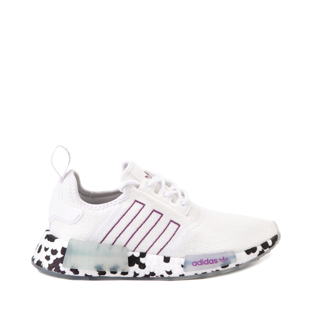 Womens adidas NMD R1 Speckle Athletic Shoe - White / Active Purple
