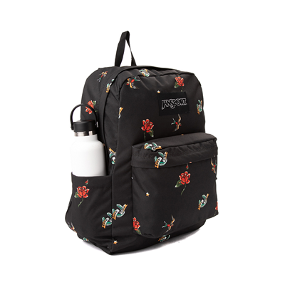 Black jansport shop backpack with roses