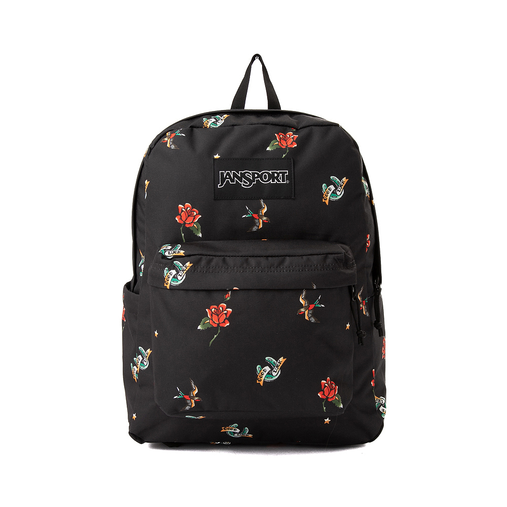 JanSport Superbreak Plus Backpack - Black / Tattoos