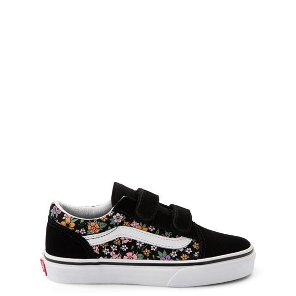 Main view of Vans Old Skool V Fun Floral Skate Shoe - Little Kid - Black