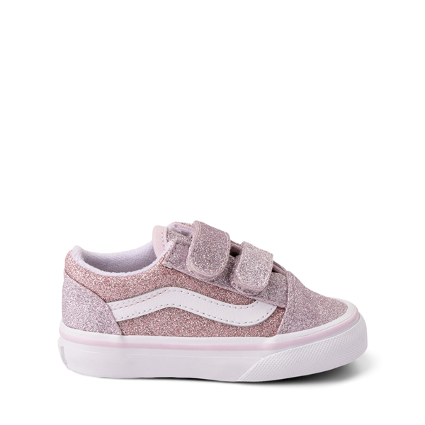Main view of Vans Old Skool V Glitter Skate Shoe - Baby / Toddler - Orchid Ice / Powder Pink