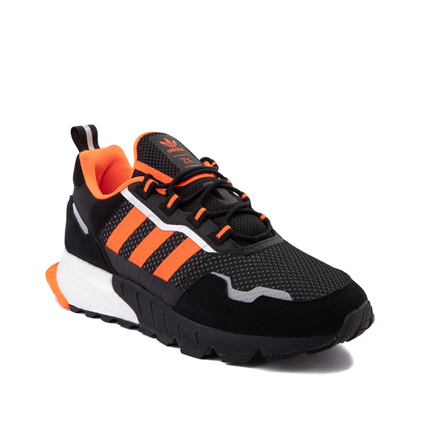 alternate view Mens adidas ZX 1K Boost Athletic Shoe - Black / Solar OrangeALT5