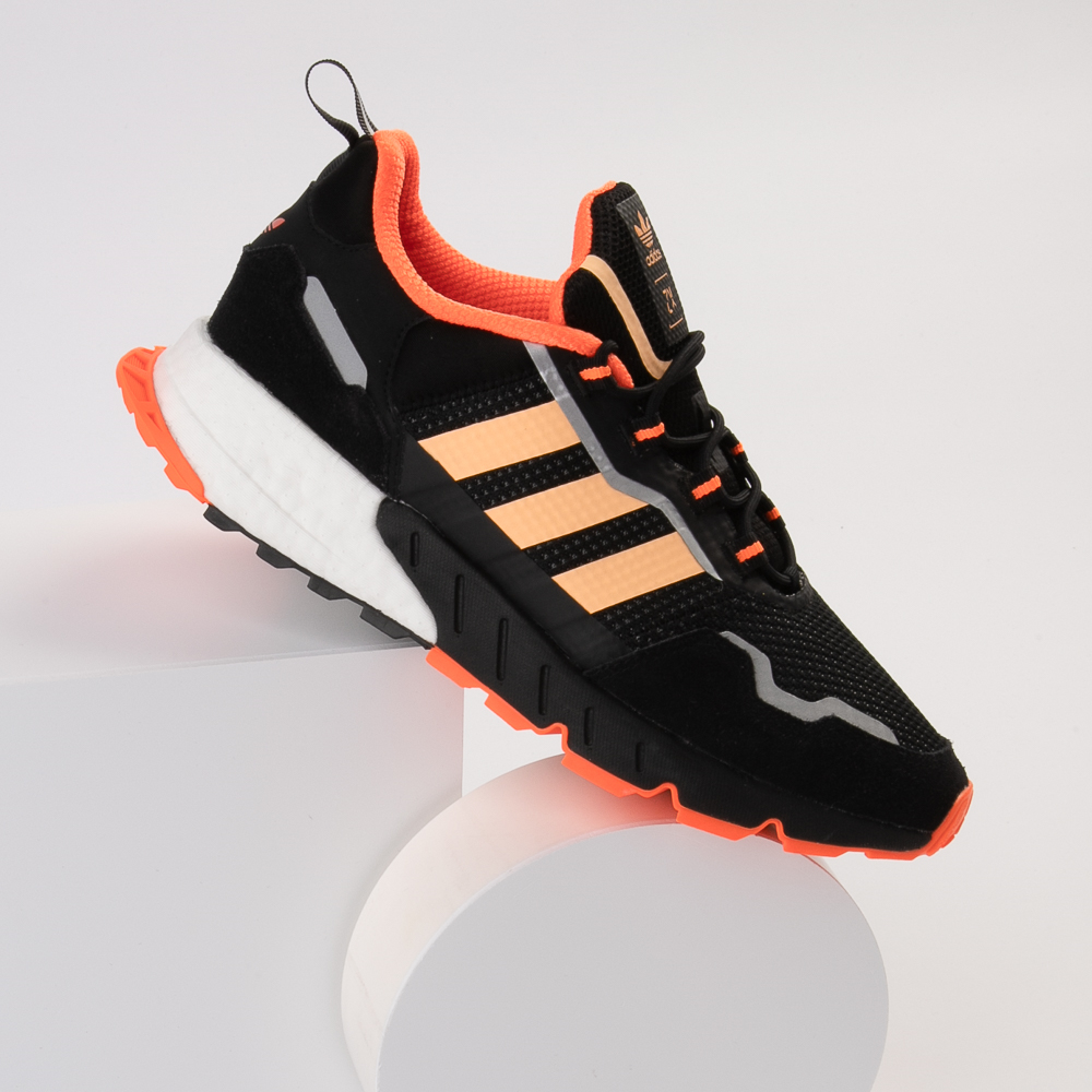 Mens adidas ZX 1K Boost Athletic Shoe - Black / Solar Orange
